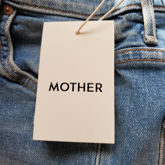 Mother The Insider Crop Step Fray Denim Jeans Shoot To Thrill Wash Blue Size 26 - Picture 7 of 10